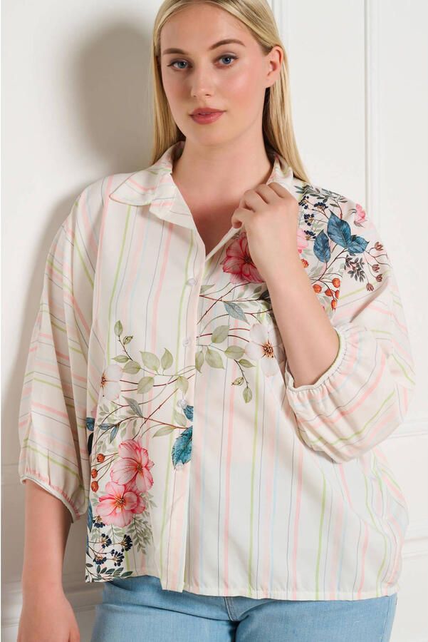 LOLALIZA gestreepte blouse ecru