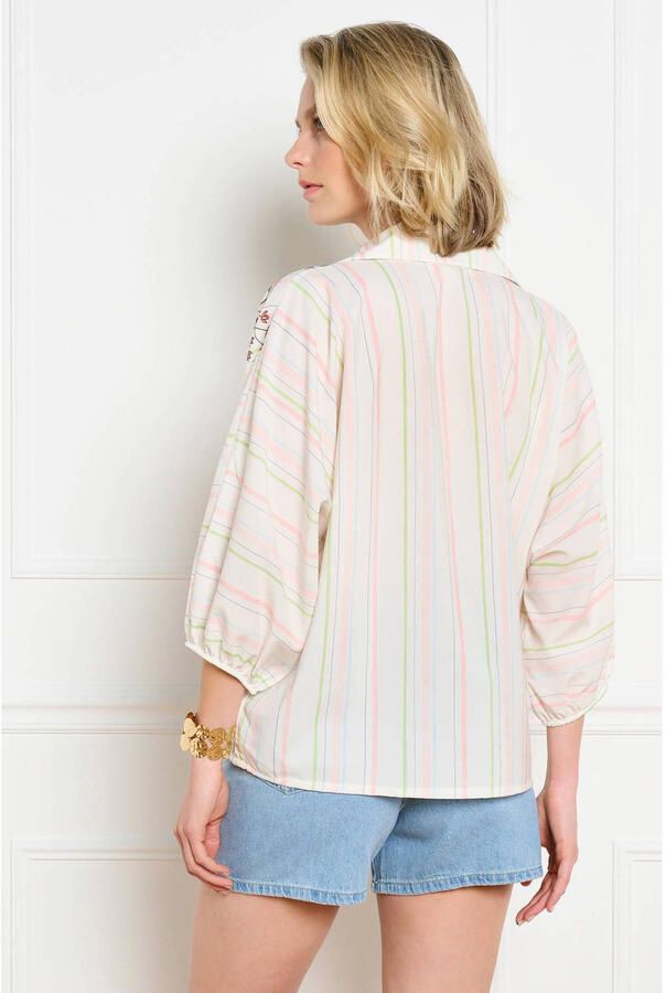 LOLALIZA gestreepte blouse ecru - Foto 2