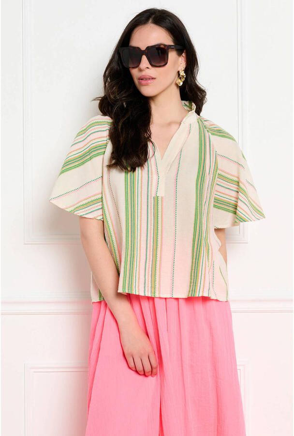 LOLALIZA gestreepte blouse groen