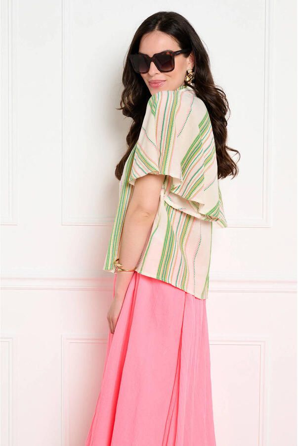 LOLALIZA gestreepte blouse groen - Foto 3