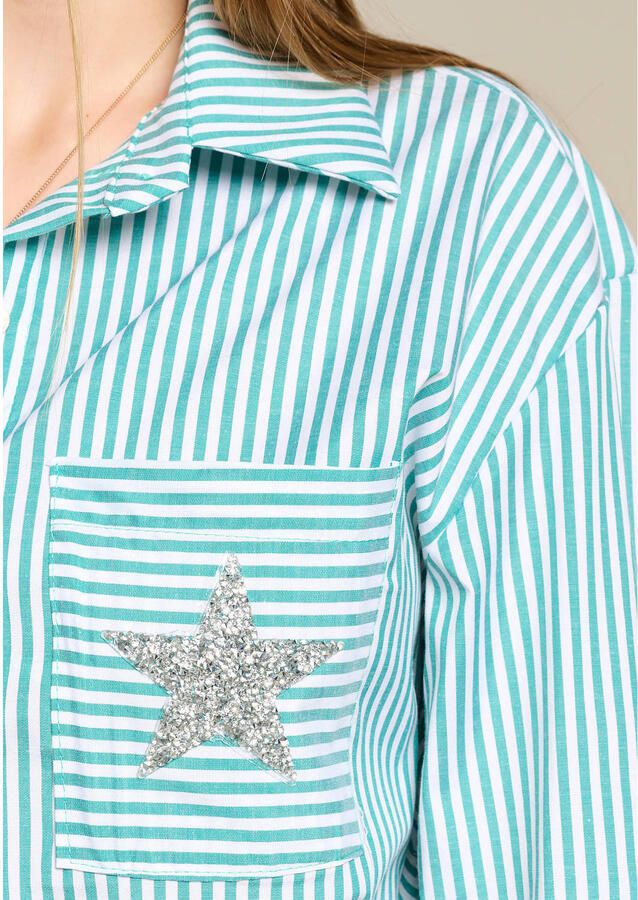 LOLALIZA gestreepte blouse groen - Foto 2