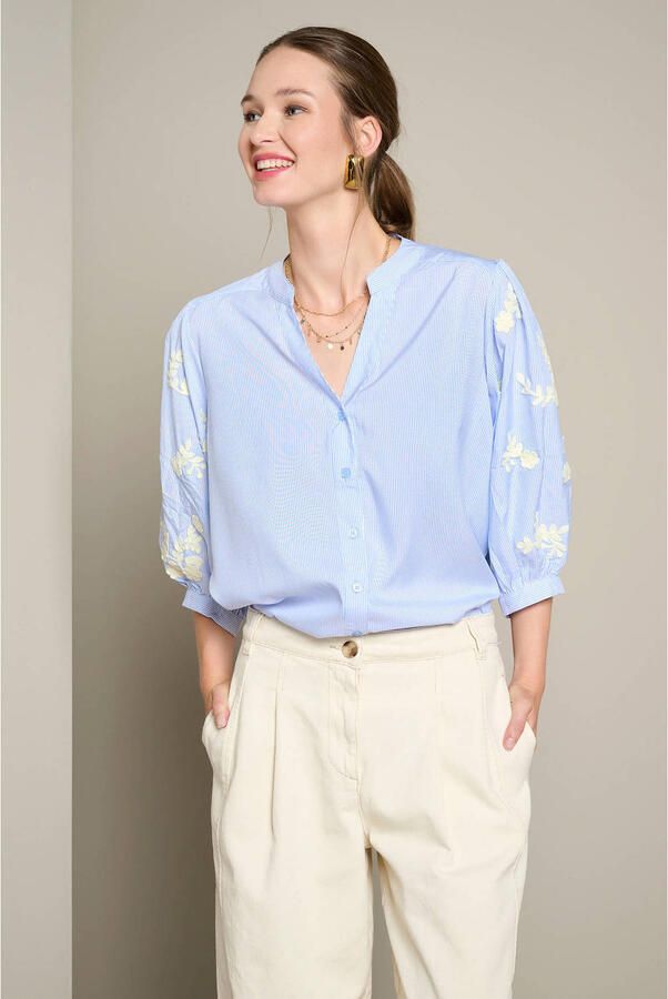 LOLALIZA gestreepte blouse lichtblauw - Foto 2