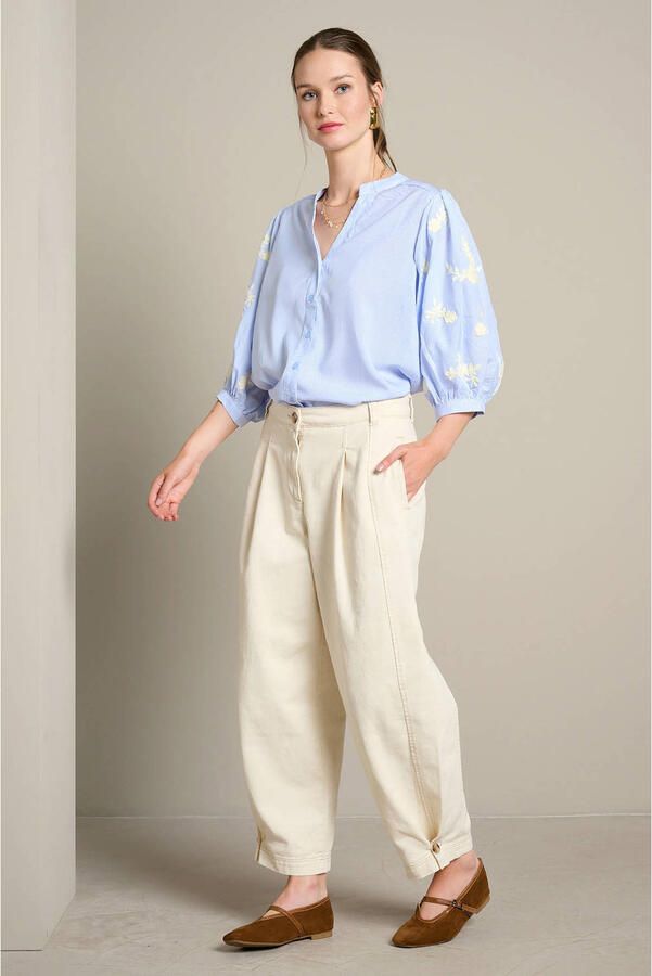 LOLALIZA gestreepte blouse lichtblauw - Foto 3