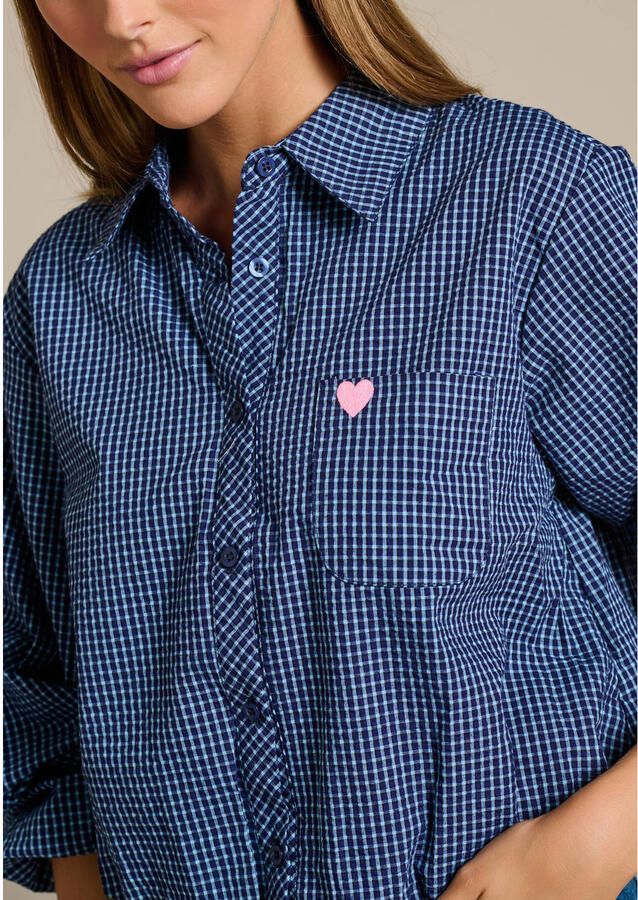 LOLALIZA gestreepte blouse met borduursels blauw ecru - Foto 3