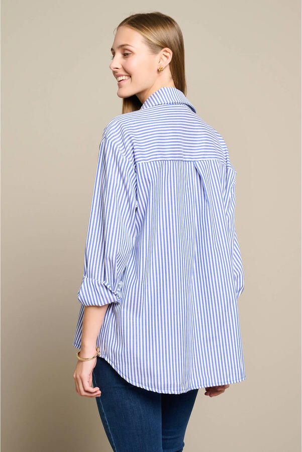 LOLALIZA gestreepte blouse met glitters blauw - Foto 3