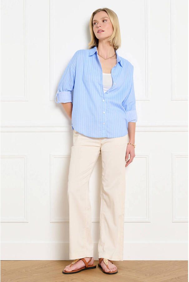 LOLALIZA gestreepte blouse met linnen blauw - Foto 3