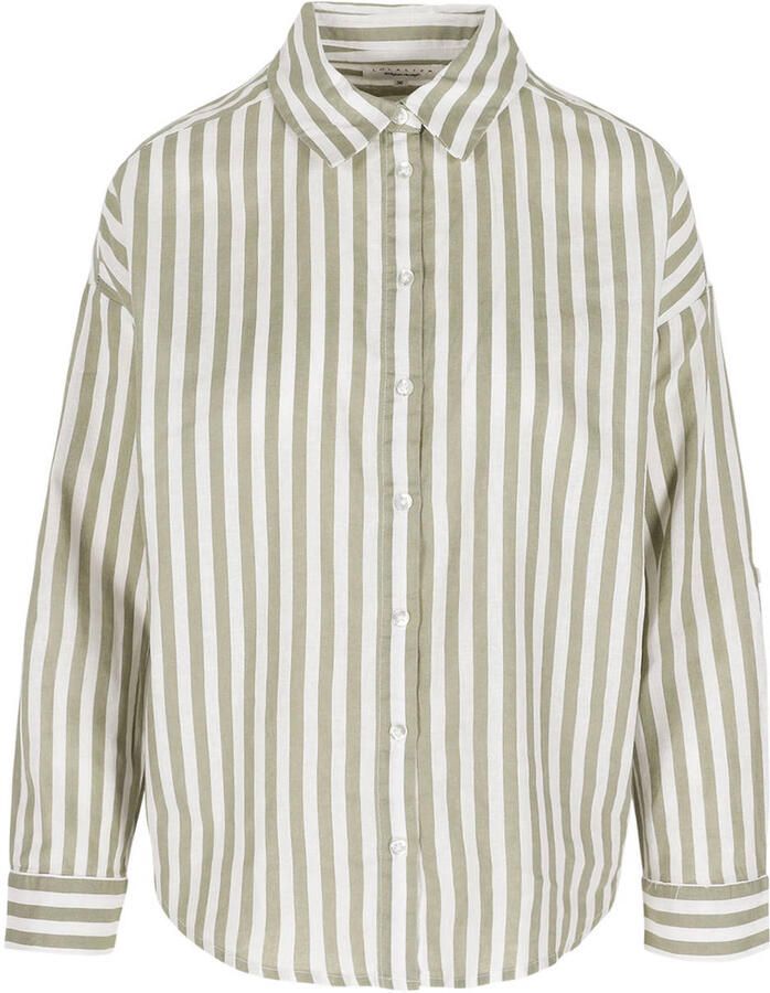 LOLALIZA gestreepte blouse met linnen lichtkaki - Foto 2