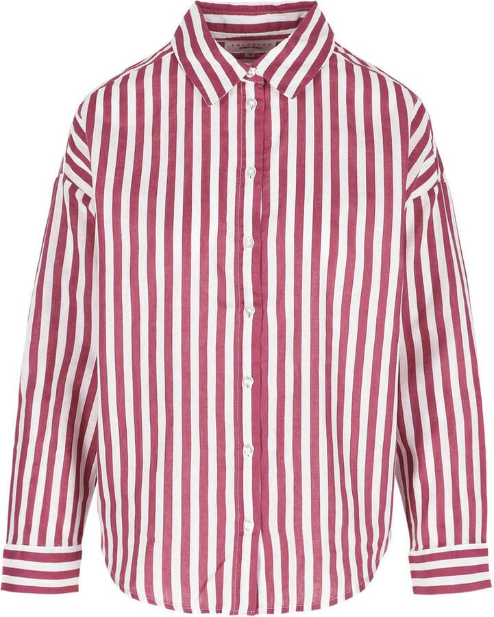 LOLALIZA gestreepte blouse met linnen roze - Foto 2