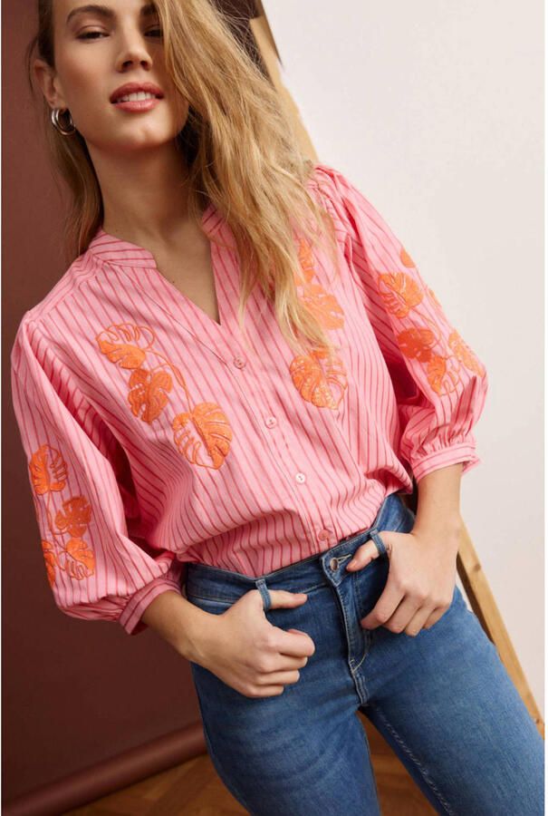 LOLALIZA gestreepte blouse roze