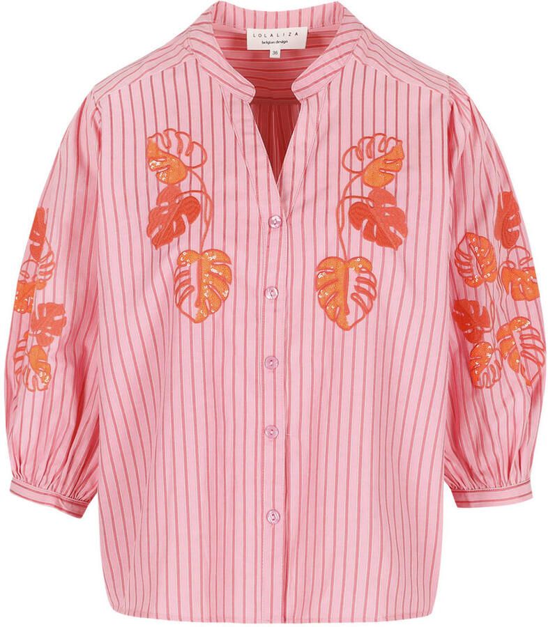 LOLALIZA gestreepte blouse roze - Foto 2