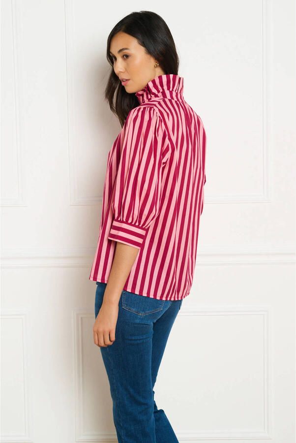 LOLALIZA gestreepte blouse roze - Foto 3