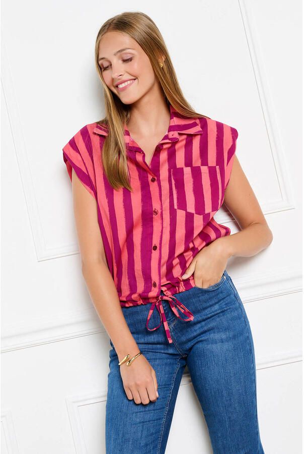 LOLALIZA gestreepte blouse roze