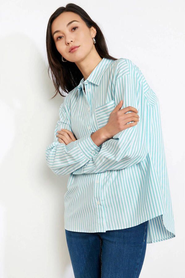LOLALIZA gestreepte blouse turquoise