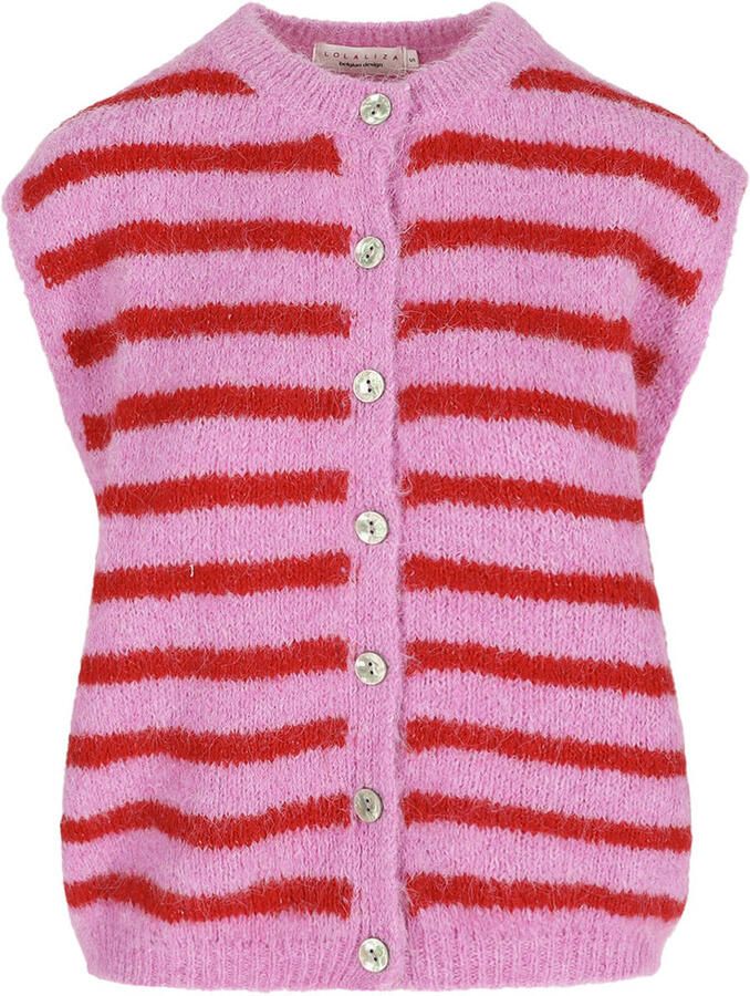 LOLALIZA gestreepte gilet roze - Foto 2