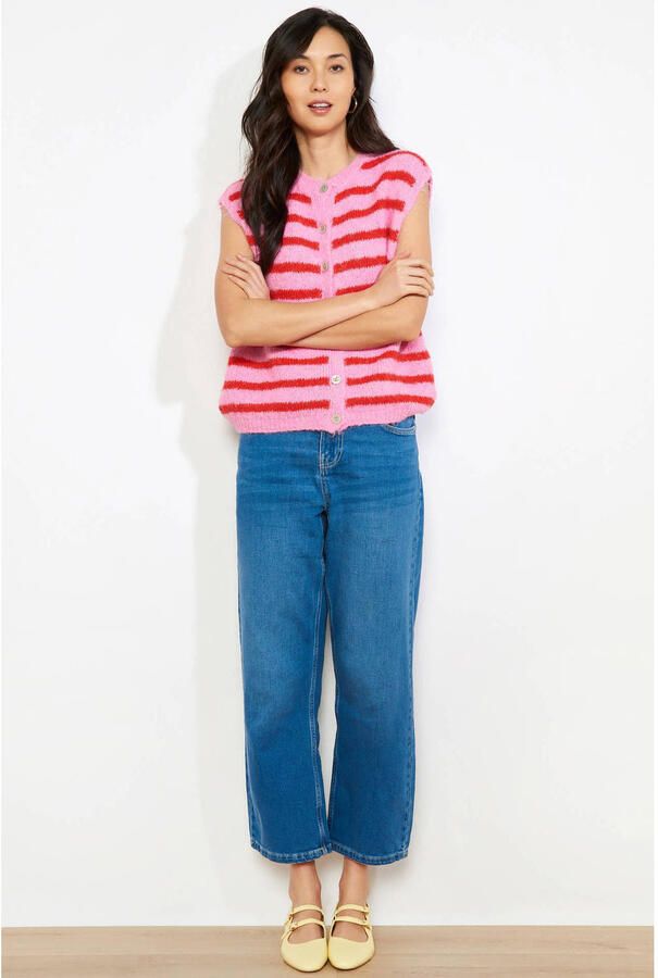 LOLALIZA gestreepte gilet roze - Foto 3