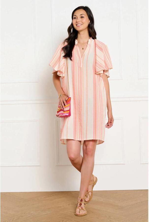 LOLALIZA gestreepte mini jurk roze
