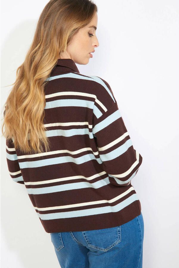 LOLALIZA gestreepte pullover donkerbruin - Foto 2