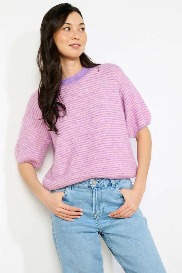 LOLALIZA gestreepte pullover paars gebreid