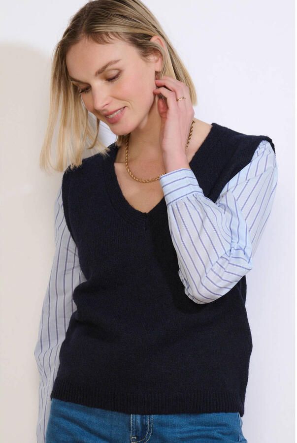 LOLALIZA gestreepte top donkerblauw