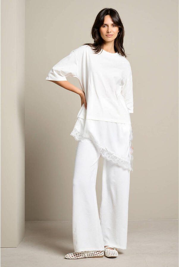 LOLALIZA high waist straight fit broek met plooien wit - Foto 2