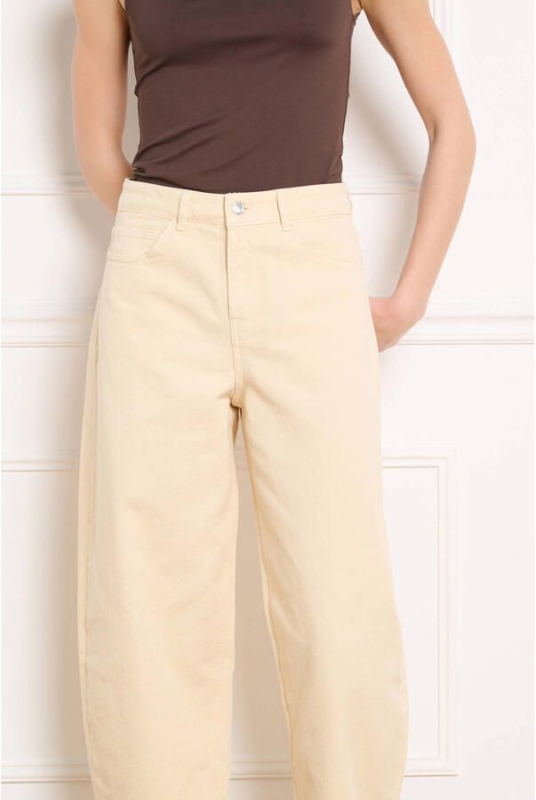 LOLALIZA high waist barrel jeans beige
