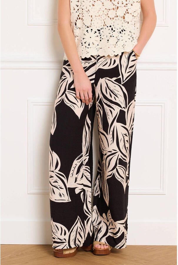 LOLALIZA high waist gebloemde casual broek zwart