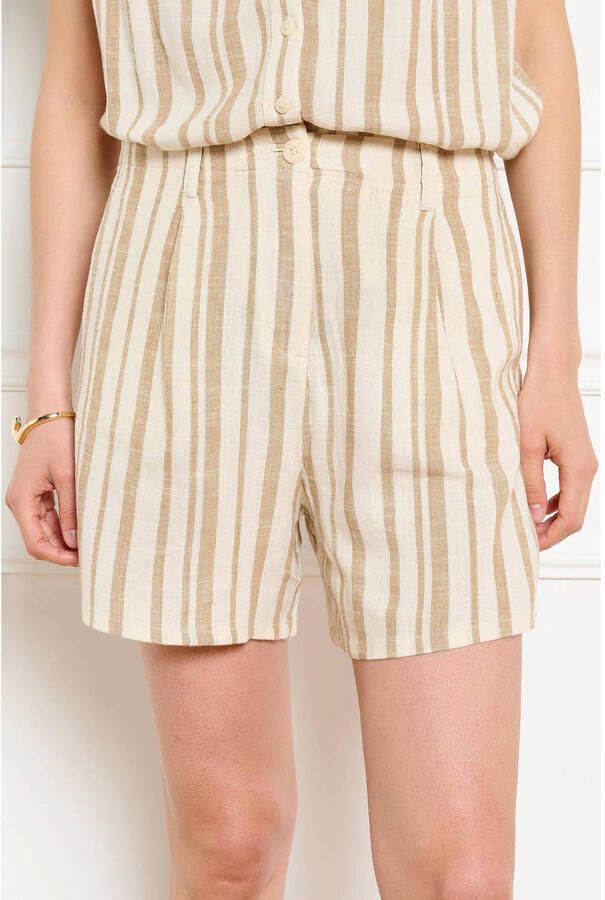 LOLALIZA high waist gestreepte casual short ecru