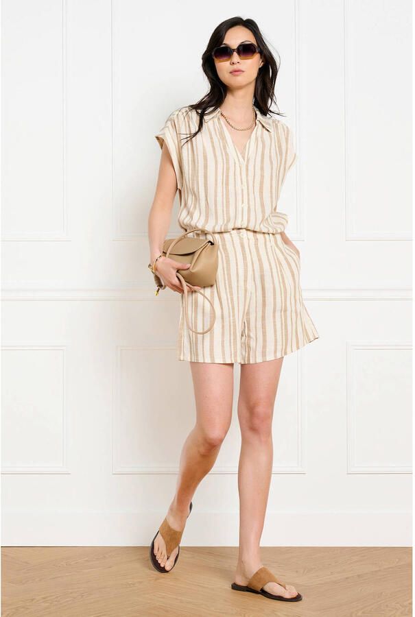 LOLALIZA high waist gestreepte casual short ecru - Foto 3