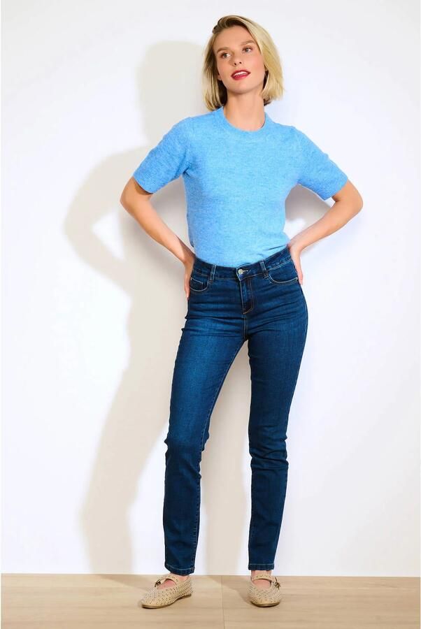 LOLALIZA high waist slim fit jeans dark blue denim