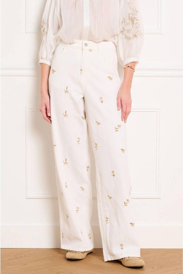 LOLALIZA high waist wide leg jeans wit