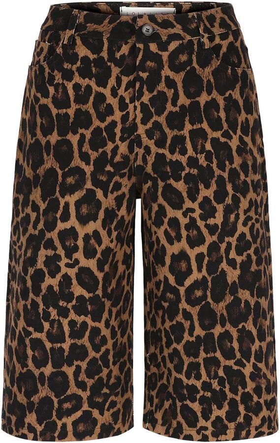 LOLALIZA denim regular fit bermuda short met dierenprint camelbruin - Foto 3