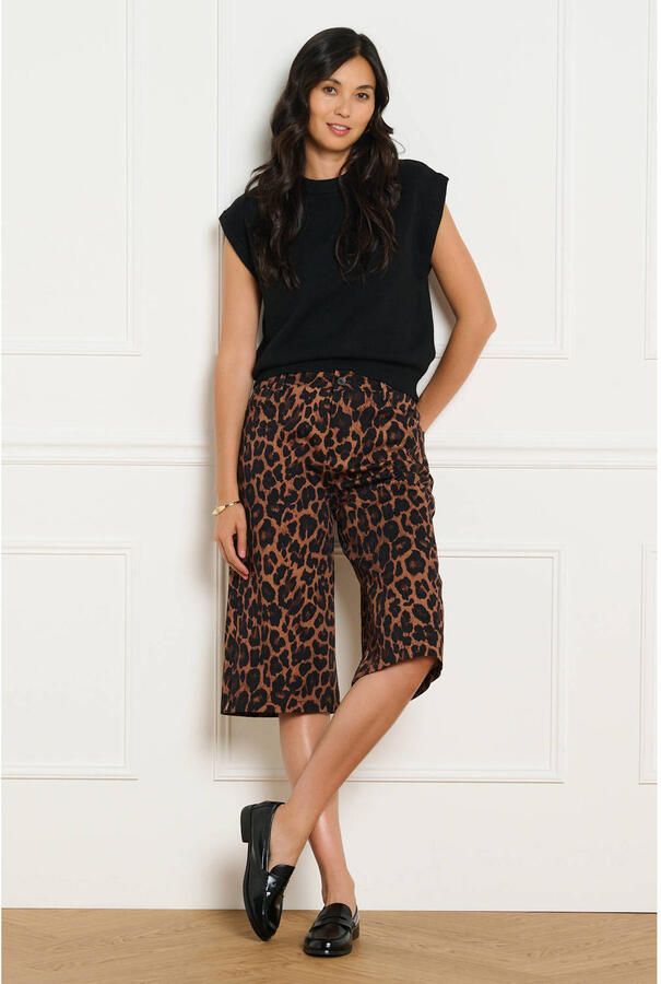LOLALIZA denim regular fit bermuda short met dierenprint camelbruin - Foto 2