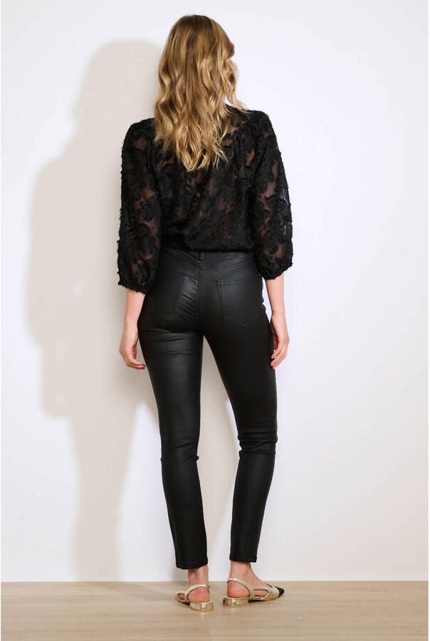 LOLALIZA imitatieleren skinny regular waist coated broek zwart - Foto 2