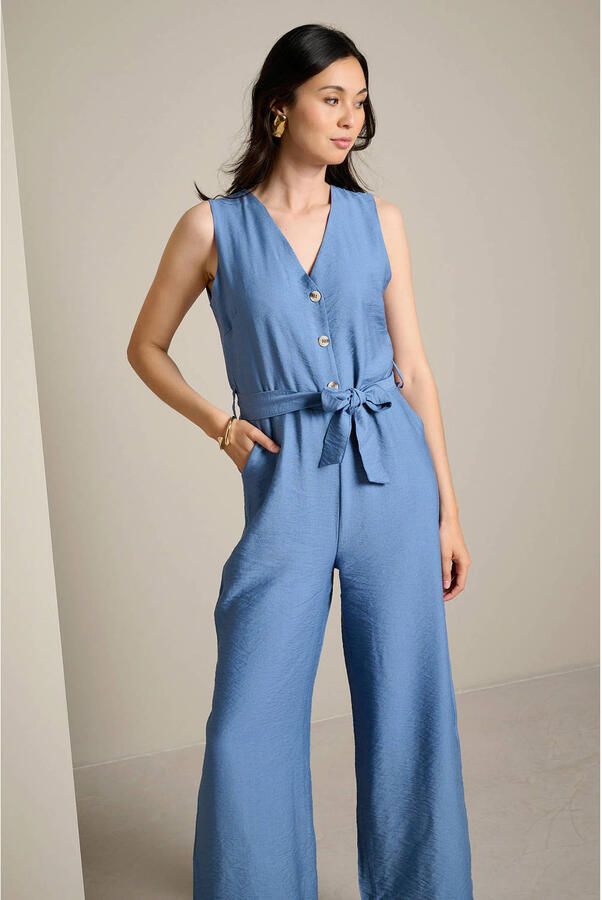 LOLALIZA jumpsuit met ceintuur blauw