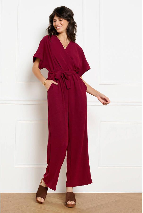 LOLALIZA jumpsuit met ceintuur donkerrood
