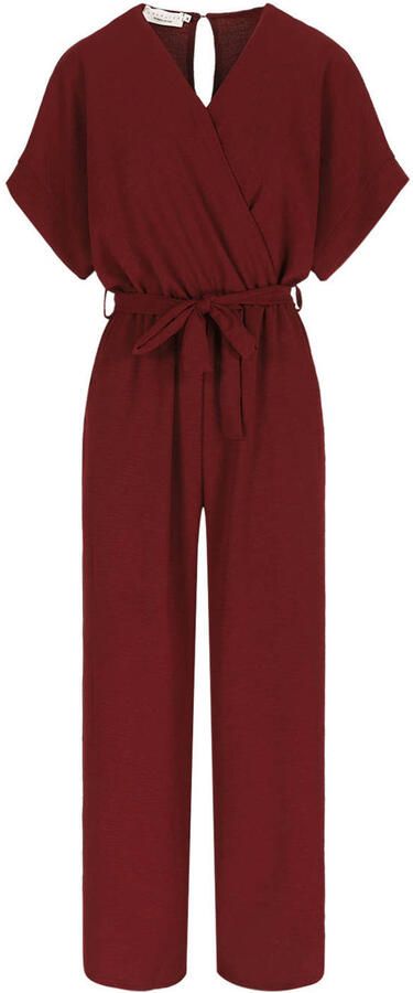 LOLALIZA jumpsuit met ceintuur donkerrood - Foto 3