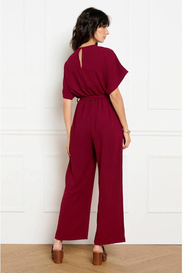 LOLALIZA jumpsuit met ceintuur donkerrood - Foto 2