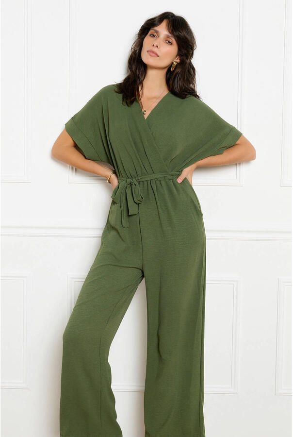 LOLALIZA jumpsuit met ceintuur kaki