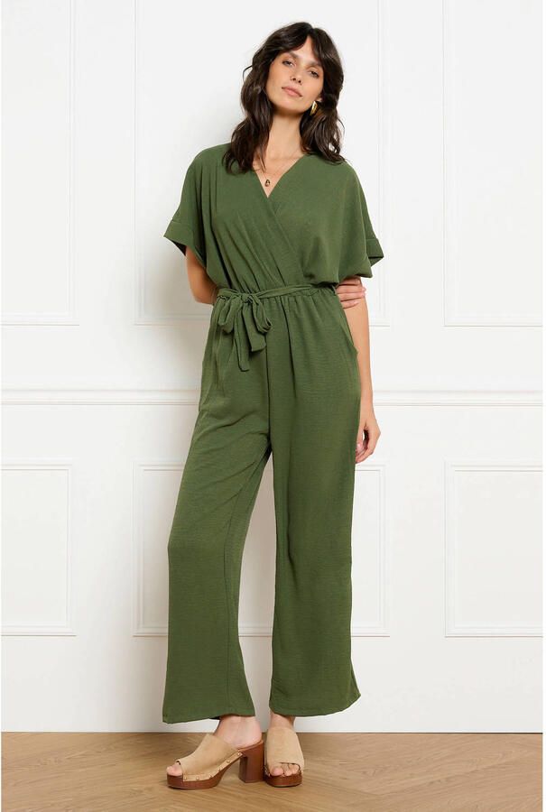 LOLALIZA jumpsuit met ceintuur kaki - Foto 2