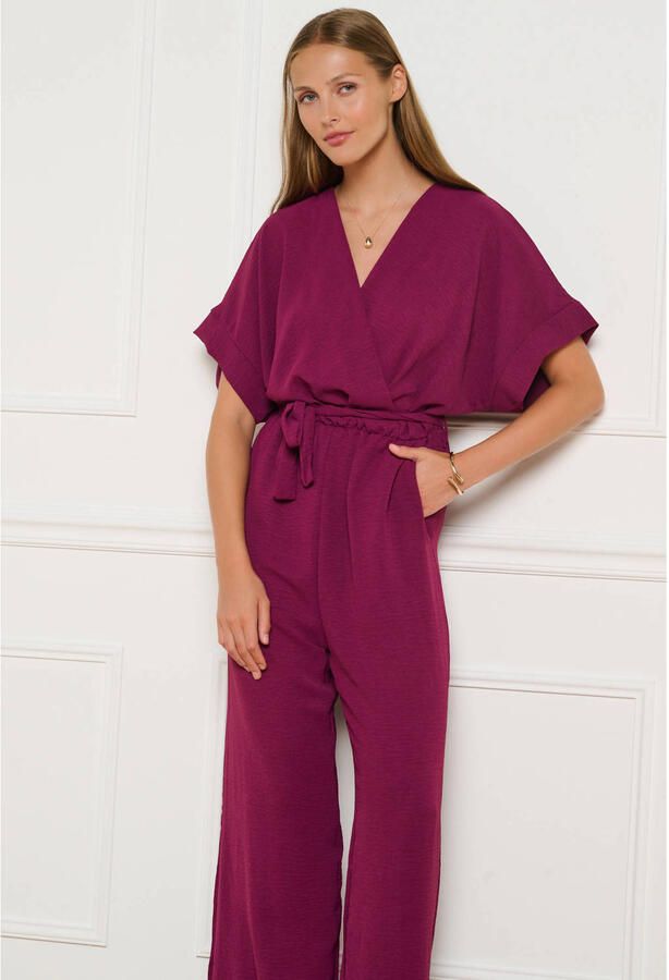 LOLALIZA jumpsuit met ceintuur paars