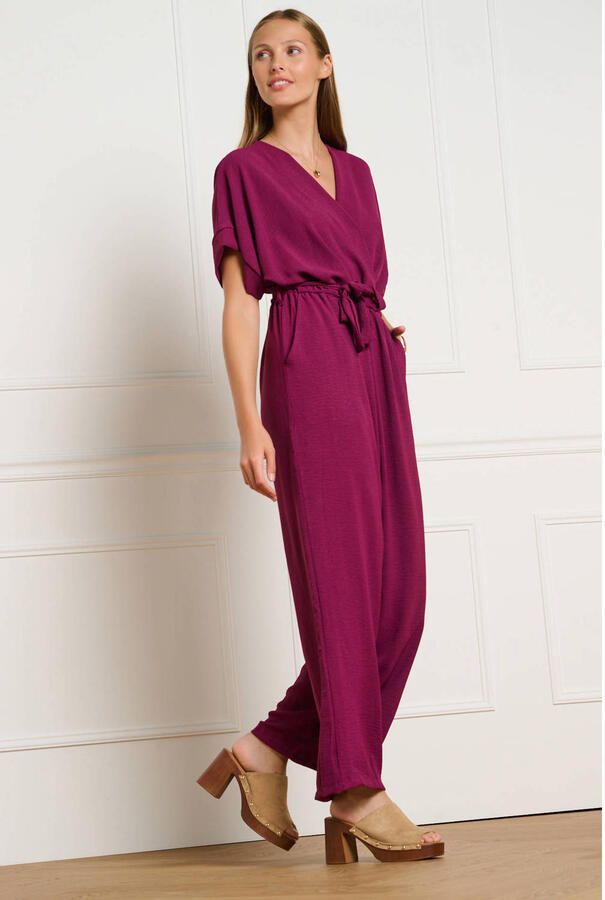 LOLALIZA jumpsuit met ceintuur paars - Foto 2