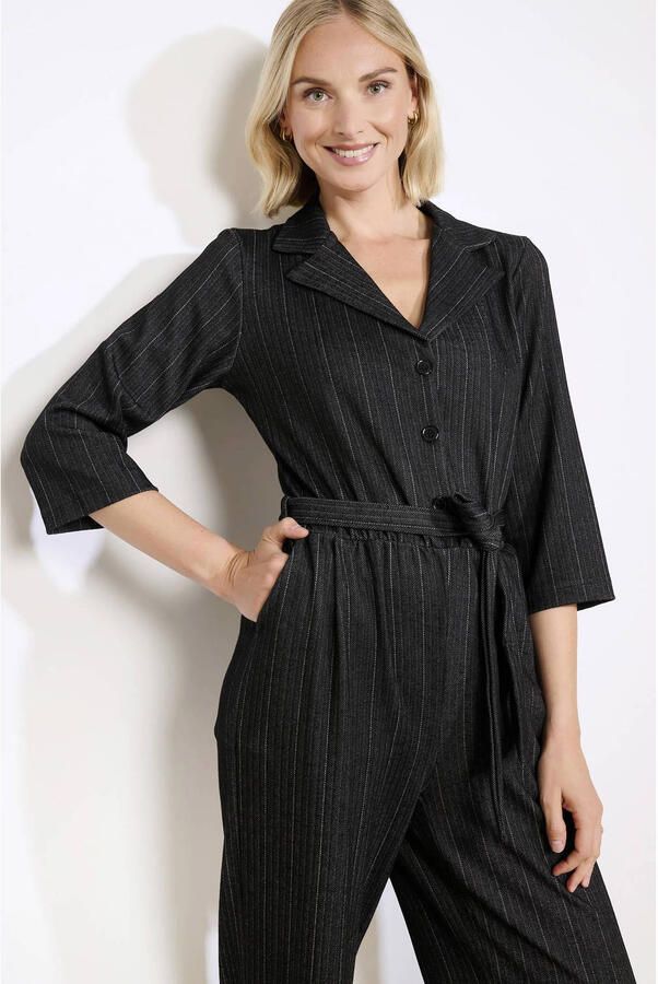 LOLALIZA jumpsuit met krijtstreep zwart