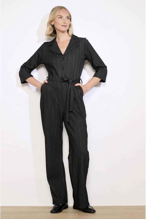 LOLALIZA jumpsuit met krijtstreep zwart - Foto 2