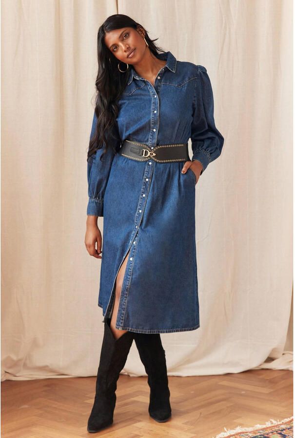 LOLALIZA jurk dark blue denim