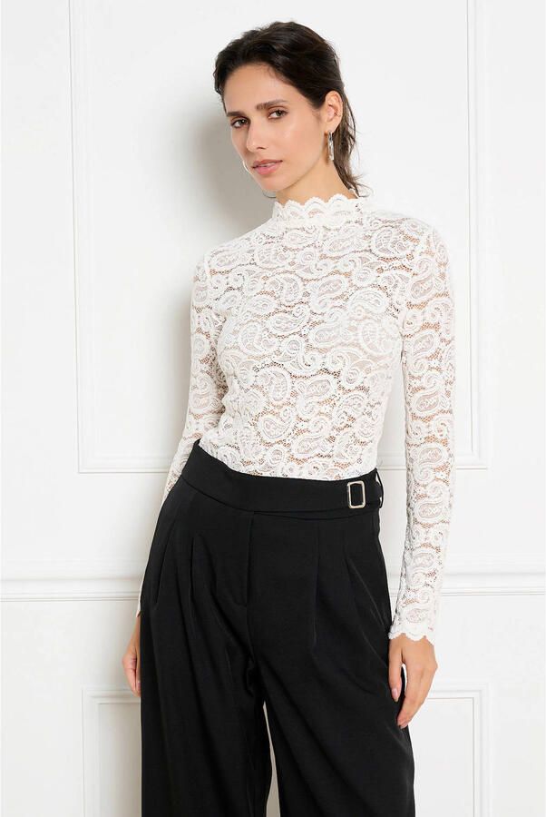 LOLALIZA kanten top met paisley ecru - Foto 3