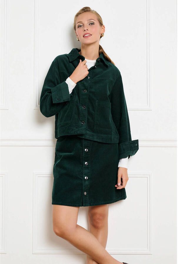 LOLALIZA katoenen corduroy jas groen