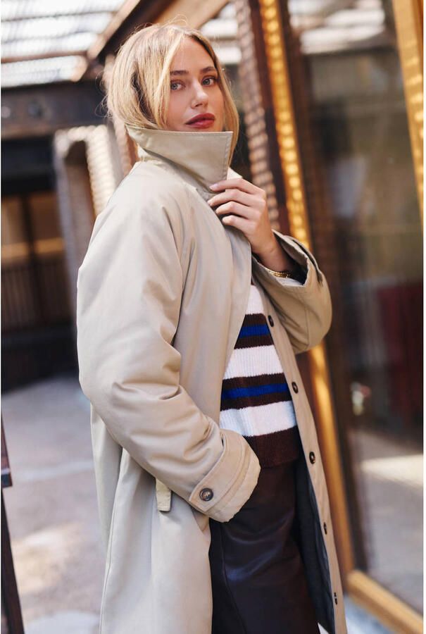 LOLALIZA trenchcoat met imitatiebont voering beige - Foto 2