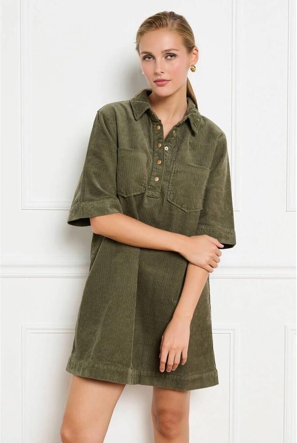 LOLALIZA korte corduroy jurk kaki