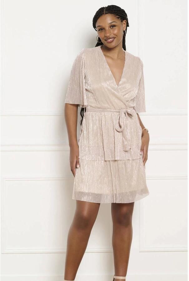 LOLALIZA korte jurk met lurex beige