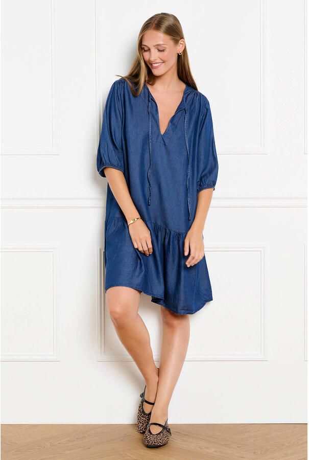 LOLALIZA korte jurk met ruches donkerblauw - Foto 2